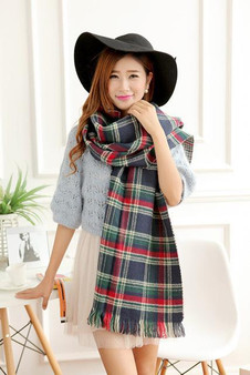 Plaid Cashmere Double Sided Scarf