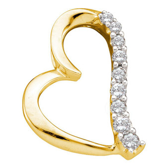 Diamond Heart & Love Symbol Pendant |  14kt Yellow Gold Womens Round Diamond Heart Pendant 1/4 Cttw |  Splendid Jewellery