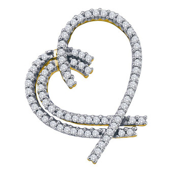 Diamond Heart & Love Symbol Pendant |  14kt Yellow Gold Womens Round Diamond Heart Outline Pendant 3/4 Cttw |  Splendid Jewellery