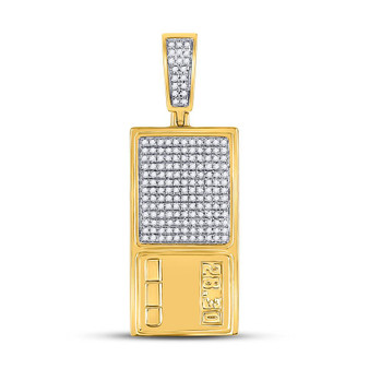Men's Diamond Charm Pendant |  10kt Yellow Gold Mens Round Diamond Scale Charm Pendant 3/8 Cttw |  Splendid Jewellery