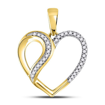 Diamond Heart & Love Symbol Pendant |  10kt Yellow Gold Womens Round Diamond Heart Fashion Pendant 1/10 Cttw |  Splendid Jewellery