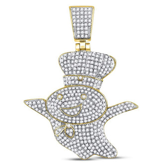 Men's Diamond Charm Pendant |  10kt Yellow Gold Mens Round Diamond Doughboy Charm Pendant 1-1/3 Cttw |  Splendid Jewellery