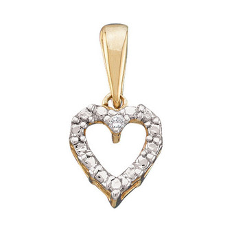 Diamond Heart & Love Symbol Pendant |  10kt Yellow Gold Womens Round Diamond Heart Pendant .01 Cttw |  Splendid Jewellery