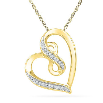 Diamond Heart & Love Symbol Pendant |  10kt Yellow Gold Womens Round Diamond Heart Infinity Pendant 1/10 Cttw |  Splendid Jewellery