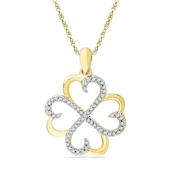 Diamond Heart & Love Symbol Pendant |  10kt Yellow Gold Womens Round Diamond Heart Pendant 1/5 Cttw |  Splendid Jewellery