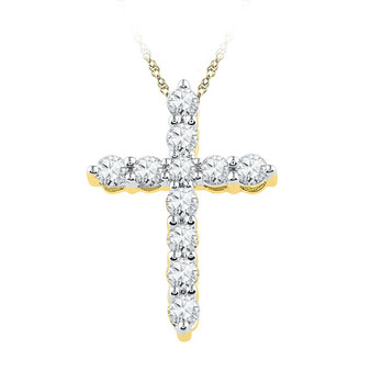 Diamond Cross Pendant |  10kt Yellow Gold Womens Round Diamond Cross Religious Pendant 1/3 Cttw |  Splendid Jewellery