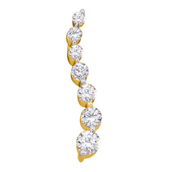 Diamond Journey Pendant |  10kt Yellow Gold Womens Round Diamond Graduated Journey Pendant 1/4 Cttw |  Splendid Jewellery