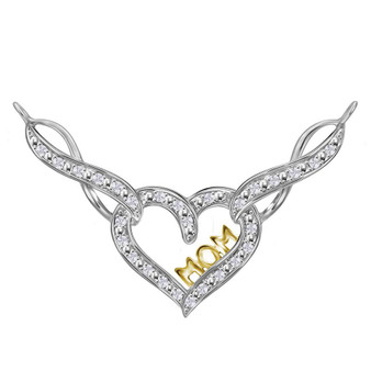 Diamond Pendant Necklace |  Sterling Silver Womens Round Diamond Mom Infinity Heart Pendant Necklace 1/4 Cttw |  Splendid Jewellery
