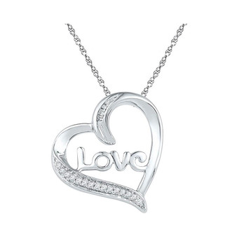 Diamond Heart & Love Symbol Pendant |  Sterling Silver Womens Round Diamond Heart Pendant 1/12 Cttw |  Splendid Jewellery
