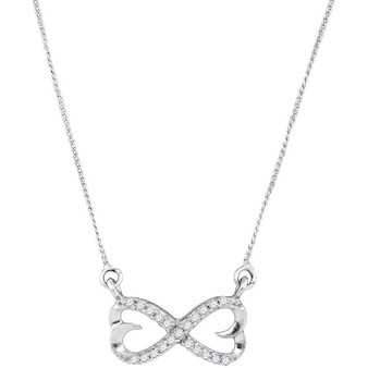 Diamond Pendant Necklace |  Sterling Silver Womens Round Diamond Infinity Double Heart Pendant Necklace 1/5 Cttw |  Splendid Jewellery