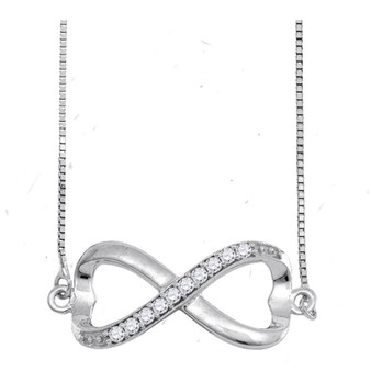 Diamond Pendant Necklace |  Sterling Silver Womens Round Diamond Infinity Pendant Necklace 1/10 Cttw |  Splendid Jewellery