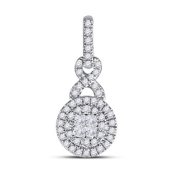 Diamond Cluster Pendant |  14kt White Gold Womens Princess Diamond Fashion Cluster Pendant 1/2 Cttw |  Splendid Jewellery