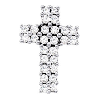Diamond Cross Pendant |  14kt White Gold Womens Round Diamond Cross Pendant 1/3 Cttw |  Splendid Jewellery