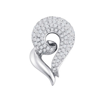 Diamond Heart & Love Symbol Pendant |  14kt White Gold Womens Round Diamond Curled Heart Pendant 3/4 Cttw |  Splendid Jewellery
