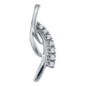 Diamond Fashion Pendant |  14kt White Gold Womens Round Diamond Cascading Fashion Pendant 1/20 Cttw |  Splendid Jewellery