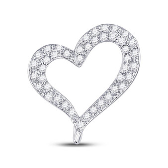 Diamond Heart & Love Symbol Pendant |  14kt White Gold Womens Round Pave-set Diamond Heart Outline Pendant 1/3 Cttw |  Splendid Jewellery