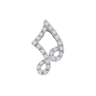 Diamond Fashion Pendant |  14kt White Gold Womens Round Diamond Half Note Music Fashion Pendant 1/10 Cttw |  Splendid Jewellery