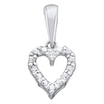 Diamond Heart & Love Symbol Pendant |  14kt White Gold Womens Round Diamond Heart Pendant .01 Cttw |  Splendid Jewellery