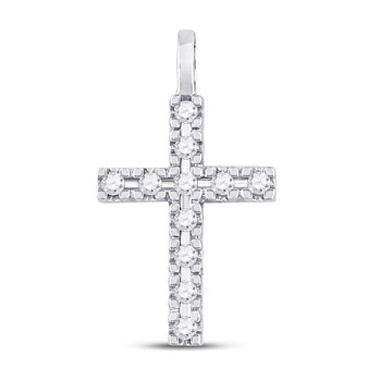 Diamond Cross Pendant |  10kt White Gold Womens Round Diamond Cross Pendant 1/4 Cttw |  Splendid Jewellery