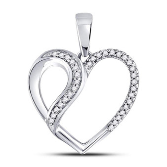 Diamond Heart & Love Symbol Pendant |  10kt White Gold Womens Round Diamond Heart Fashion Pendant 1/10 Cttw |  Splendid Jewellery