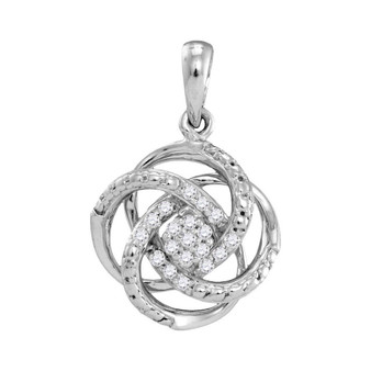 Diamond Fashion Pendant |  10kt White Gold Womens Round Diamond Cluster Pendant 1/10 Cttw |  Splendid Jewellery