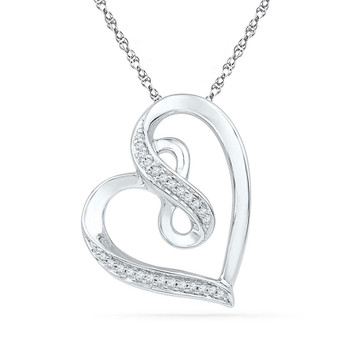 Diamond Heart & Love Symbol Pendant |  10kt White Gold Womens Round Diamond Heart Infinity Pendant 1/10 Cttw |  Splendid Jewellery