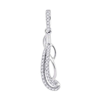 Diamond Fashion Pendant |  10kt White Gold Womens Round Diamond Dangle Fashion Pendant 1/8 Cttw |  Splendid Jewellery