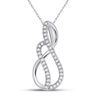 Diamond Heart & Love Symbol Pendant |  10kt White Gold Womens Round Diamond Infinity Pendant 1/10 Cttw |  Splendid Jewellery