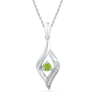 Gemstone Fashion Pendant |  Sterling Silver Womens Round Lab-Created Green Peridot Oval Pendant 1/5 Cttw |  Splendid Jewellery