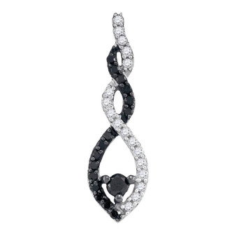 Diamond Fashion Pendant |  10kt White Gold Womens Round Black Color Enhanced Diamond Fashion Pendant 1/4 Cttw |  Splendid Jewellery