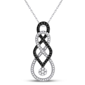 Diamond Fashion Pendant |  10kt White Gold Womens Round Black Color Enhanced Diamond Cluster Pendant 1/3 Cttw |  Splendid Jewellery