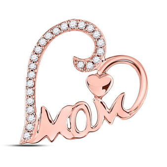 Diamond For Mom Pendant |  10kt Rose Gold Womens Round Diamond Mom Mother Heart Pendant 1/8 Cttw |  Splendid Jewellery