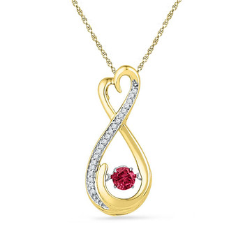 Gemstone Heart & Love Symbol Pendant |  10kt Yellow Gold Womens Round Lab-Created Ruby Infinity Pendant 1/3 Cttw |  Splendid Jewellery