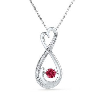 Gemstone Heart & Love Symbol Pendant |  Sterling Silver Womens Round Lab-Created Ruby Diamond Infinity Pendant 1/3 Cttw |  Splendid Jewellery