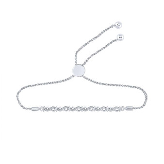 Bracelets |  Sterling Silver Womens Round Diamond Infinity Bolo Bracelet 1/8 Cttw |  Splendid Jewellery