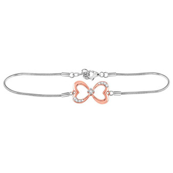 Bracelets |  Sterling Silver Womens Round Diamond Infinity Heart Fashion Bracelet 1/20 Cttw |  Splendid Jewellery