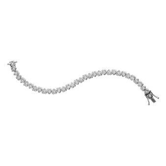Bracelets |  Sterling Silver Womens Round Diamond Heart Tennis Bracelet 1 Cttw |  Splendid Jewellery