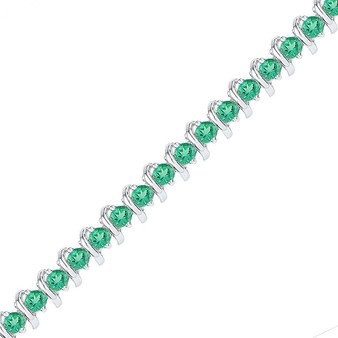 Bracelets |  Sterling Silver Womens Round Lab-Created Emerald Tennis Bracelet 6-1/2 Cttw |  Splendid Jewellery