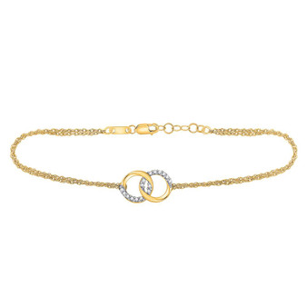 Bracelets |  10kt Yellow Gold Womens Round Diamond Linked Circle Fashion Bracelet 1/10 Cttw |  Splendid Jewellery