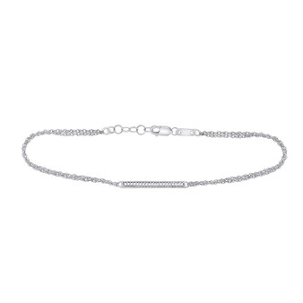 Bracelets |  Sterling Silver Womens Round Diamond Single Row Bar Fashion Bracelet 1/20 Cttw |  Splendid Jewellery