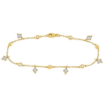Bracelets |  10kt Yellow Gold Womens Round Diamond Dangle Fashion Bracelet 1/3 Cttw |  Splendid Jewellery