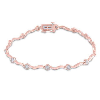 Bracelets |  10kt Rose Gold Womens Round Diamond Link Fashion Bracelet 1/4 Cttw |  Splendid Jewellery