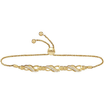 Bracelets |  10kt Yellow Gold Womens Round Diamond Crossover Bolo Bracelet 1/6 Cttw |  Splendid Jewellery