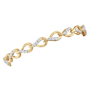 Bracelets |  10kt Yellow Gold Womens Round Diamond Linked Teardrop Fashion Bracelet 1/6 Cttw |  Splendid Jewellery