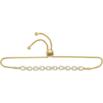 Bracelets |  10kt Yellow Gold Womens Round Diamond Linked Infinity Bolo Bracelet 1/3 Cttw |  Splendid Jewellery