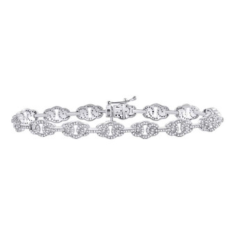 Bracelets |  10kt White Gold Womens Round Diamond Fashion Bracelet 1 Cttw |  Splendid Jewellery