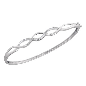 Bracelets |  10kt White Gold Womens Round Diamond Woven Strand Bangle Bracelet 1/8 Cttw |  Splendid Jewellery