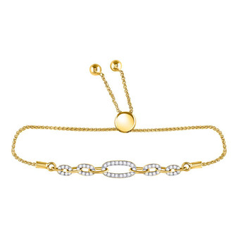 Bracelets |  10kt Yellow Gold Womens Round Diamond Oval Link Bolo Bracelet 1/3 Cttw |  Splendid Jewellery