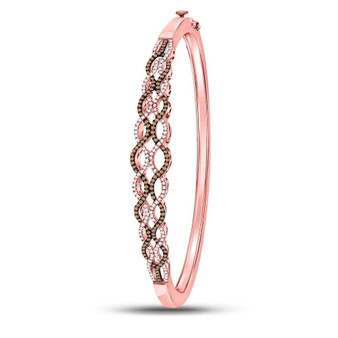 Bracelets |  10kt Rose Gold Womens Round Brown Diamond Braided Bangle Bracelet 3/4 Cttw |  Splendid Jewellery