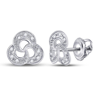 Earrings |  10kt White Gold Womens Round Diamond Trinity Fashion Earrings 1/20 Cttw |  Splendid Jewellery